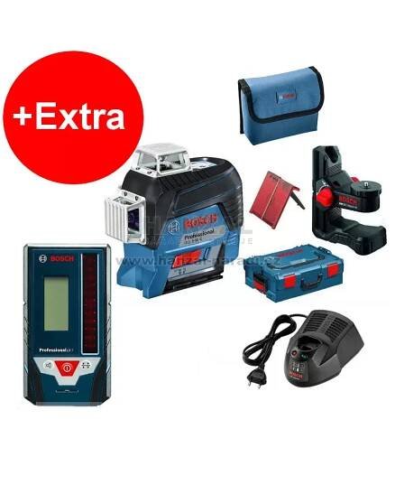 Křížový laser Bosch GLL 3-80 C Professional + přijímač LR7 + držák BM1 + L-boxx 0601063R05