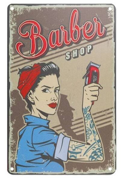 Plechová retro cedule Barbershop B078