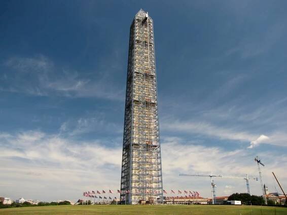 Washington Monument undergoing restoration, 2013