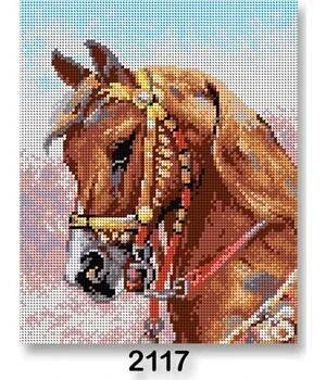 Vyšívací vzor Vyšívací předloha, obrázek na vyšívání 70240/2117, hlava koně, hnědá, 24x30cm