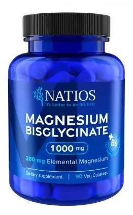 Natios Magnesium Bisglycinate 1000 mg + B6 90 veg. kapslí elem. hořčík 200 mg