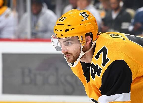 Adam Johnson #47 of the Pittsburgh Penguins skates against the Nashville Predators at PPG Paints Arena