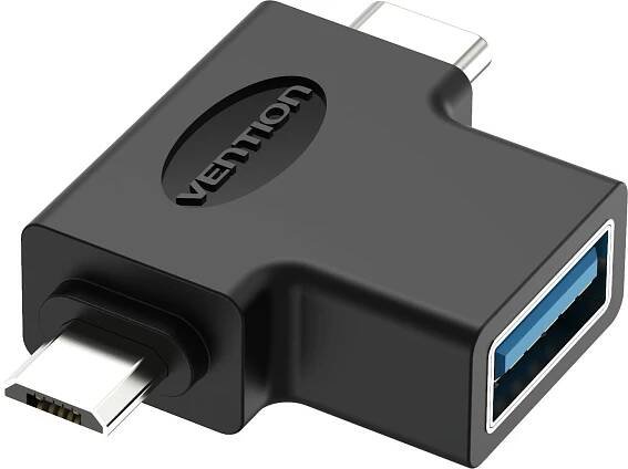 Vention OTG Adapter Black micro USB + USB-C to USB for Android
