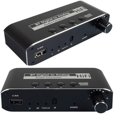 BLUETOOTH PŘIJÍMAČ 5.0 AUDIO KONVERTOR DAC TOSLINK 2x CINCH AUX BT + USB Stav balení originální