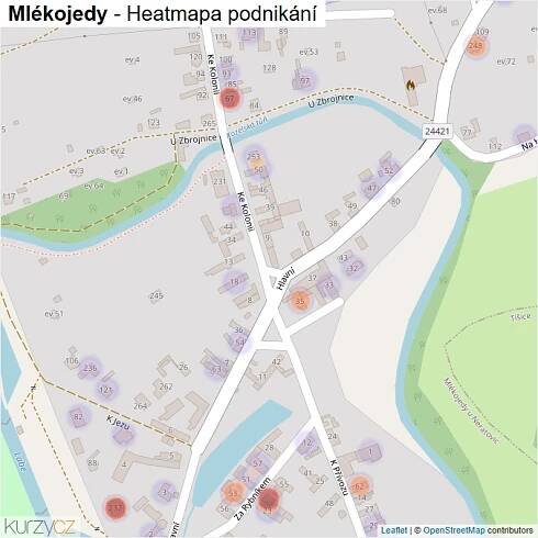 Mapa Mlékojedy - Firmy v části obce.