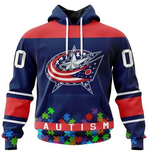NHL Columbus Blue Jackets | Specialized Unisex Kits Hockey Fights Against Autism