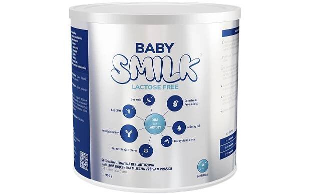 BABYSMILK Lactose Free - bezlaktózová následná dojčenská mliečna výživa s Colostrom 1×900 g, špeciálne upravená následná dojčenská mliečna výživa