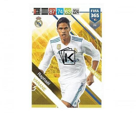 Fotbalová kartička Panini FIFA 365 – 2019 Team Mate 71 Raphael Varane Real Madrid CF