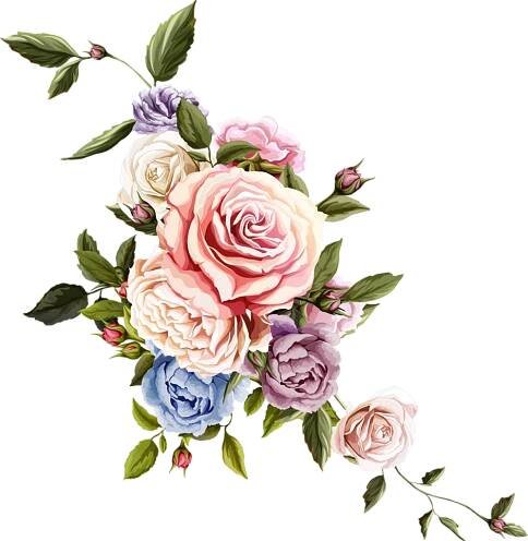 Vintage flowers on a transparent background