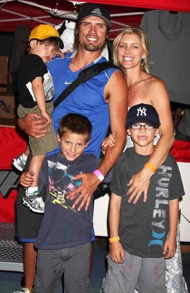 Joshua Morrow with his wife Tobe and their three sons Cash, Crew and Cooper The 1st Annual Ball Up Celebrity Streetball Game at Cal State Northridge's Matadome Stadium Los Angeles, California - 01.05.11