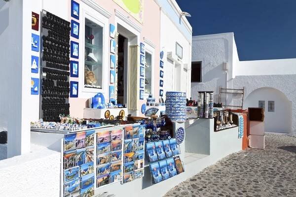 Obchod se suvenýry na Santorini