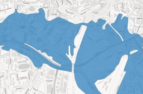 MAPA: Stoletá voda v Brně? Prohlédněte si, jaká místa mohou zůstat pod vodou