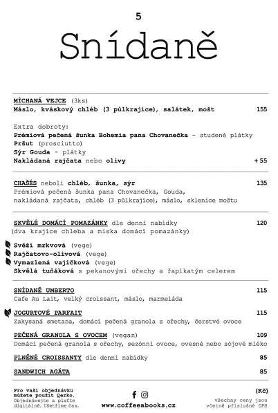 Naše nabídka – Kávy, snídaně a delikatesy - Coffee and Books