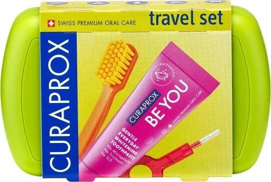 Curaprox Travel set stejnobarevný mix náhradních hlavic magenta 2 ks