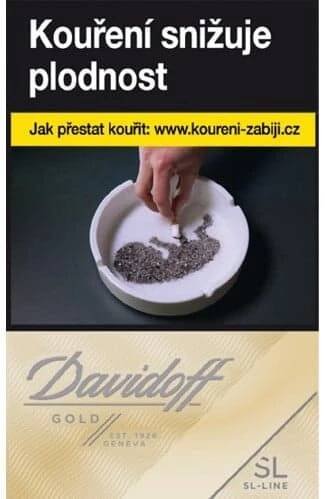 Kartonové balení cigarety s filtrem tvrdá krabička Davidoff SL-Line Gold kolek R 178 Kč 10x20 ks