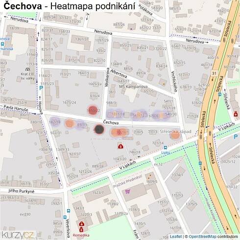 Mapa Čechova - Firmy v ulici.