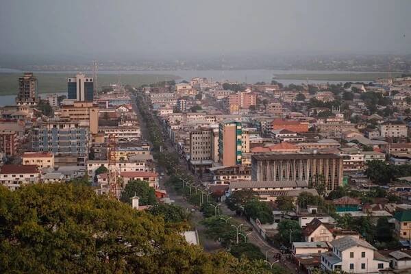 An aerial view of Monrovia