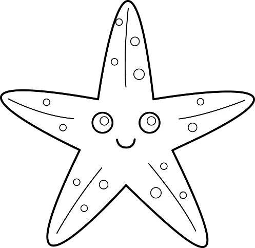 Cute Starfish Line Art - Free Clip Art
