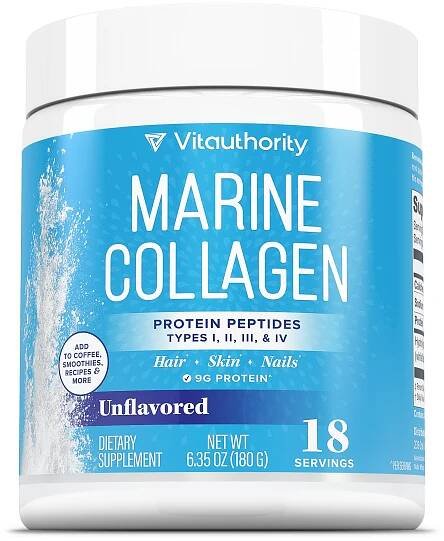Vita Authority Marine Collagen supplement container on a white background
