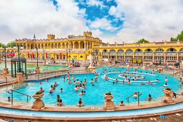 Courtyard of Szechenyi Baths, Budapest, Hungary