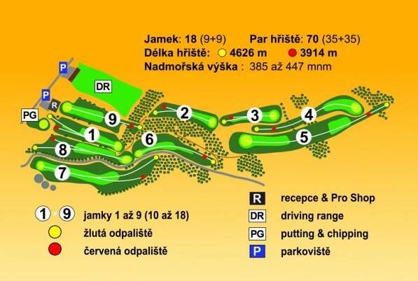 golf prosečné - konfigurace hřiště
