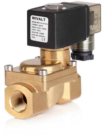 MP116-81510 230VAC 2/2 el.mag. ventil,mosaz,0.25-16Bar,DN15,G3/8",membr.NBR, NC