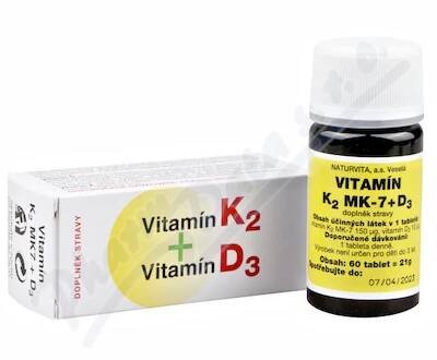 Naturvita Vitamín K2+D3—60 tablet - Kapka Zdraví