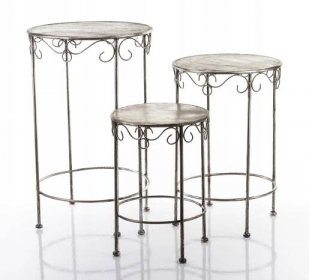 Kulatý kovový stylový stolek květinový záhon 3 kusy Hloubka nábytku 38 cm