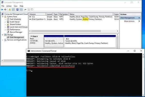 mbr2gpt without active partition