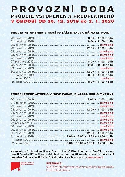 VÁNOČNÍ PROVOZNÍ DOBA PRODEJE VSTUPENEK | Národní divadlo moravskoslezské