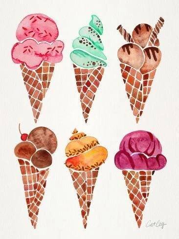 'Ice Cream Cones Rainbow' Giclee Print - Cat Coquillette | Art.com | Peach palette, Palette art, Rainbow palette
