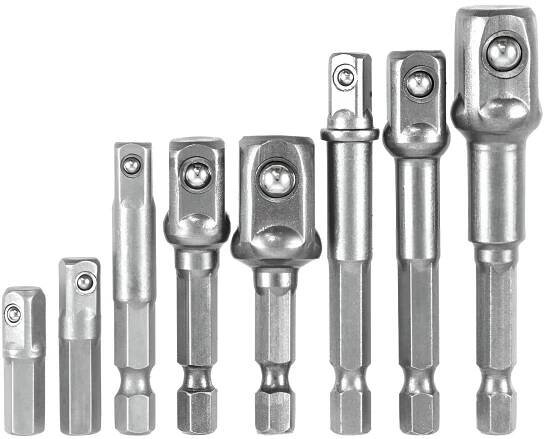 Vorfal V07014, Adaptéry na vrtačku, 1/2", 3/8" a 1/4", sada 8 ks