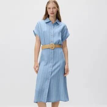 Dámské oblečení Reserved - Midi šaty z lyocellu - modrá - 9287H-05J - 9287H-05J-XL