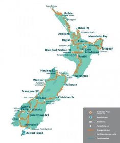 nový zéland turistické atrakce mapa