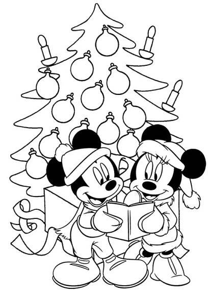Mickey Mouse a Minnie Vánoce - omalovánka do dopisu od Ježíška