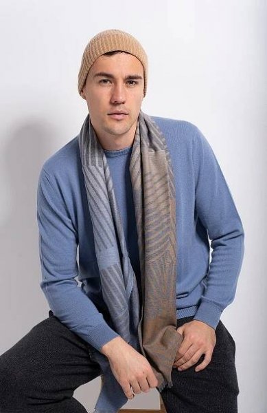 Geometric ombre merino scarf