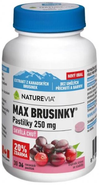 NatureVia Max brusinky pastilky tbl.30+6
