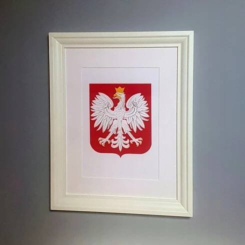 Nejvyšší kvalita: Polský znak v rámu s pasparta 47x37 cm