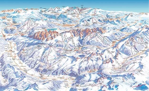 Ski středisko Skirama Dolomiti Adamello Brenta, zdroj mapy: bergfex.com