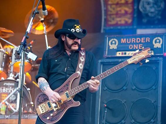 Lemmy photographed on stage at Hell Fest