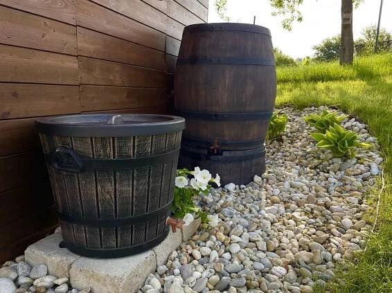 ROTO Kónický sud na dešťovou vodu 50 L, imitace hnědého dřeva