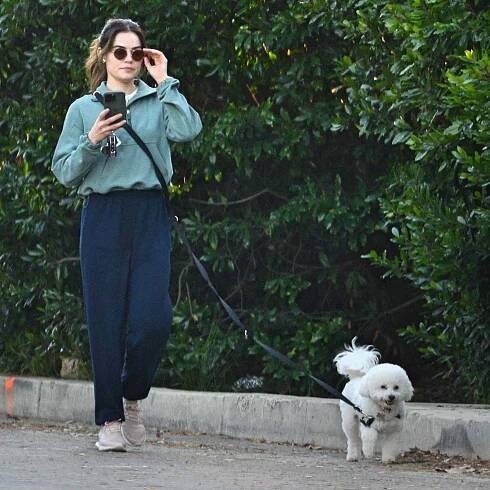 Lucy Hale is spotted on a dog walk in Los Angeles. 