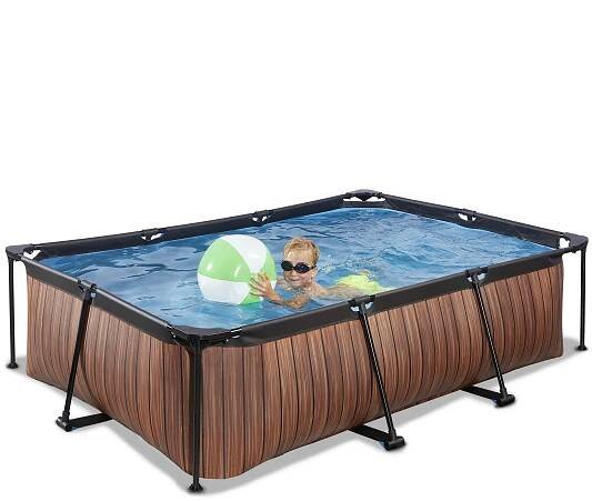 Exit Toys Wood Pool 2,2 x 1,5 m hnědý, + kartušová filtrace