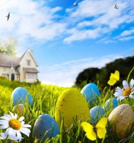 Stáhnout - Art velikonoční vejce na jaře pole — Stock obrázek