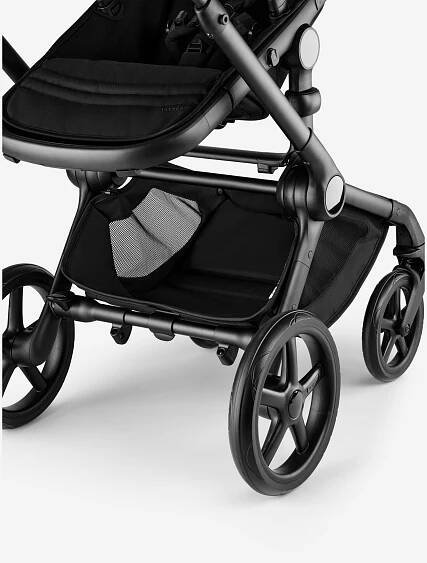 A closer look at the extra-large underseat basket and all-terrain wheels of the Bugaboo Fox 5 Renew pushchair.  - Main Modal Image Slide 5 of 12