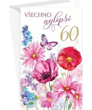 Blahopřání k 60. narozeninám - klopa na peníze - 15-6467c60