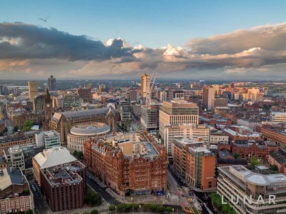 Drone aerial view of Manchester Central