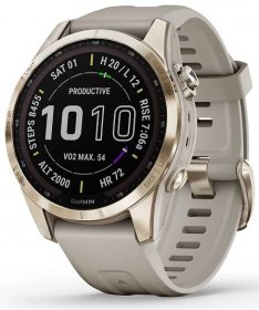 Dámské chytré hodinky Garmin Fenix fēnix® 7S Sapphire Solar 010-02539-21 Titan Cream Gold/ Sand Silicone Band | Tovys.cz