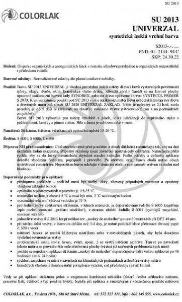 bezpečnostní list COLORLAK Univerzal S2013 lesk 350 ml - Zbozi.cz