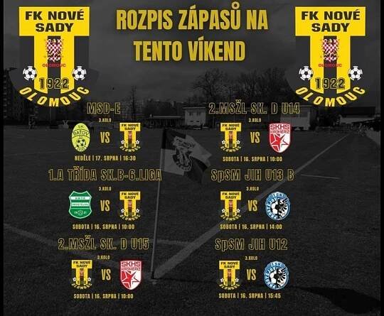 ROZPIS ZÁPASŮ NA TENTO VÍKEND